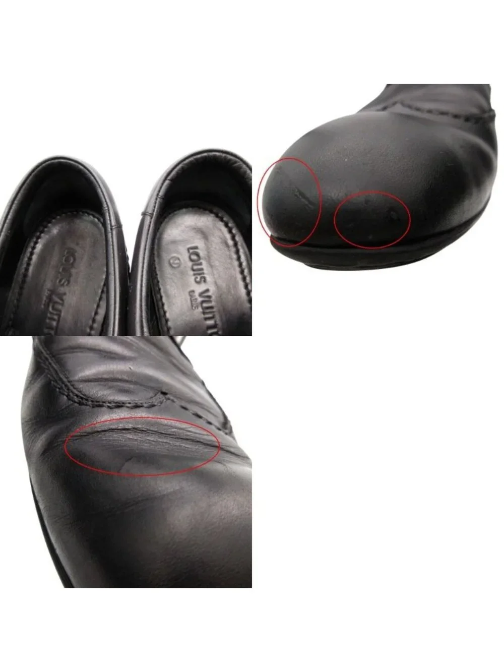 Louis Vuitton Dress Shoes Logo Plate Outer Wing Wingtip Business Leather Black